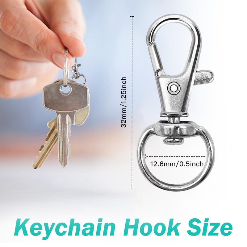 Segauin 100PCS Premium Swivel Snap Hooks with Key Rings,Metal Lanyard Keychain Hooks Lobster Clasps for Key Jewelry DIY Crafts 1.25inches/32mm(50 Pcs Lanyard Snap Hooks+50 Pcs Key Rings) - Image 4